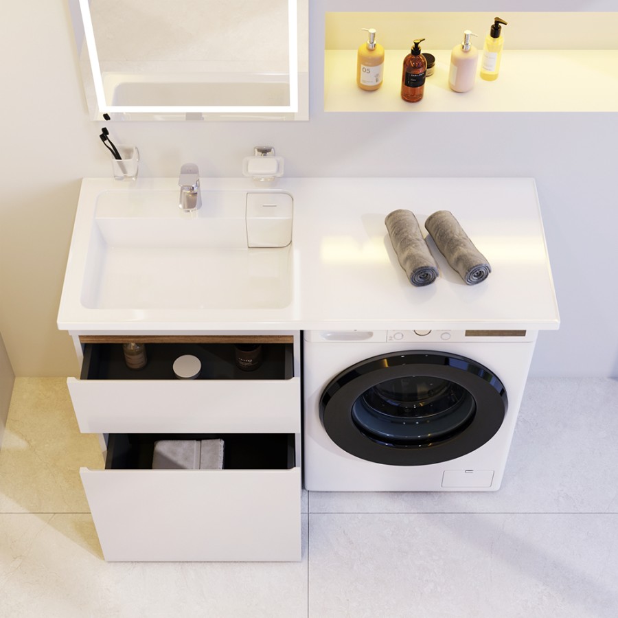 Раковина над стиральной машиной, литьевой мрамор, левая, 120 см, белый глянец X-Joy AM.PM арт. M85AWPL1201WG
