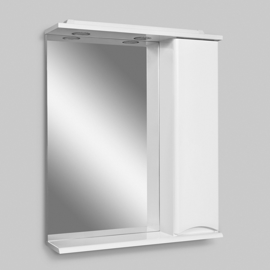 Зеркало, частично-зеркальный шкаф, правый, 65 см, с подсветкой, белый, глянец,  Like AM.PM арт. M80MPR0651WG