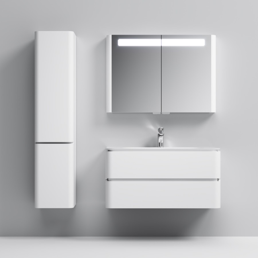 Зеркало, зеркальный шкаф, 100 см, с подсветкой, белый, глянец,  Sensation AM.PM арт. M30MCX1001WG