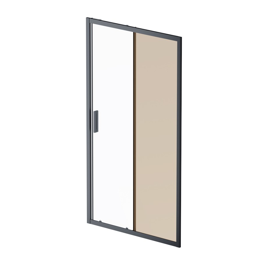 Дверь душевая 110х195, стекло бронзовое, профиль черный матовый Gem AM.PM арт. W90G-110-1-195BBr