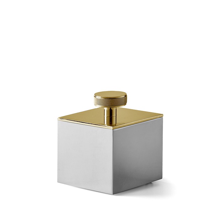 Баночка универсальная, 7х7хh8см, с крышкой, настольная, 3SC Metal Quadra ME46AGD цвет: золото