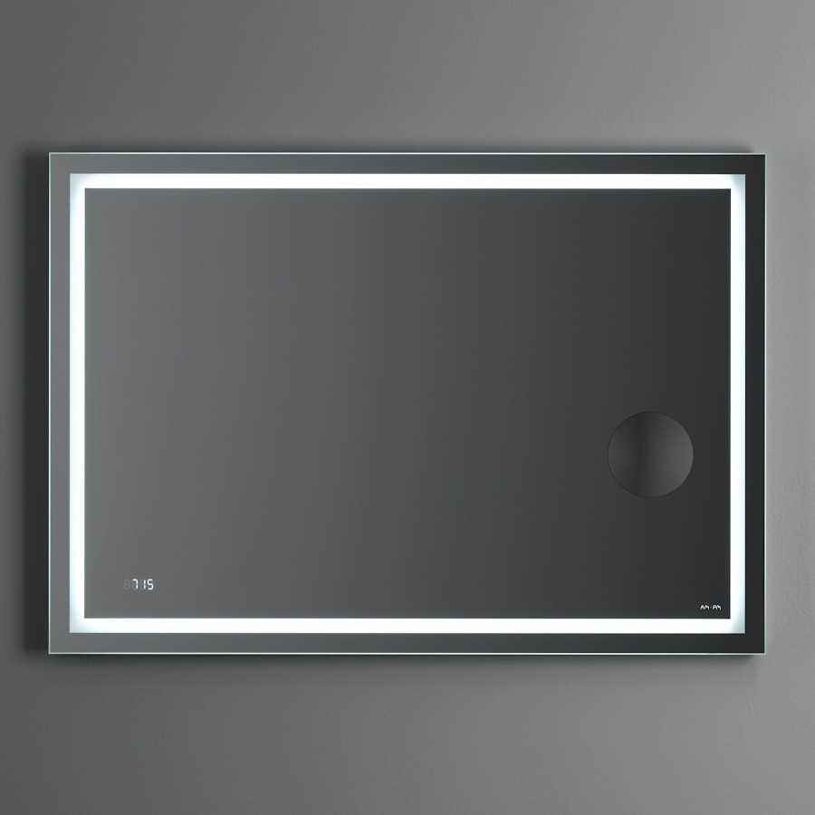 Универсальное зеркало с контурной Led-подсветкой, часами и косметическим зеркалом 100 Gem AM.PM арт. M91AMOX1003WG