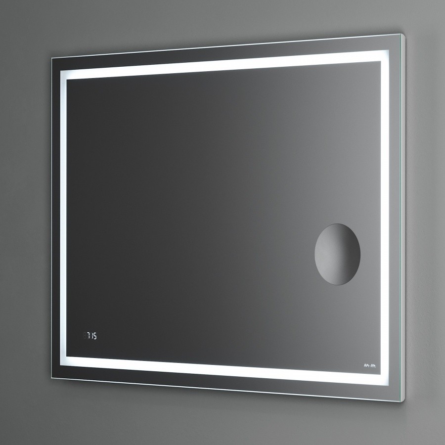 Универсальное зеркало с контурной Led-подсветкой, часами и косметическим зеркалом 100 Gem AM.PM арт. M91AMOX1003WG