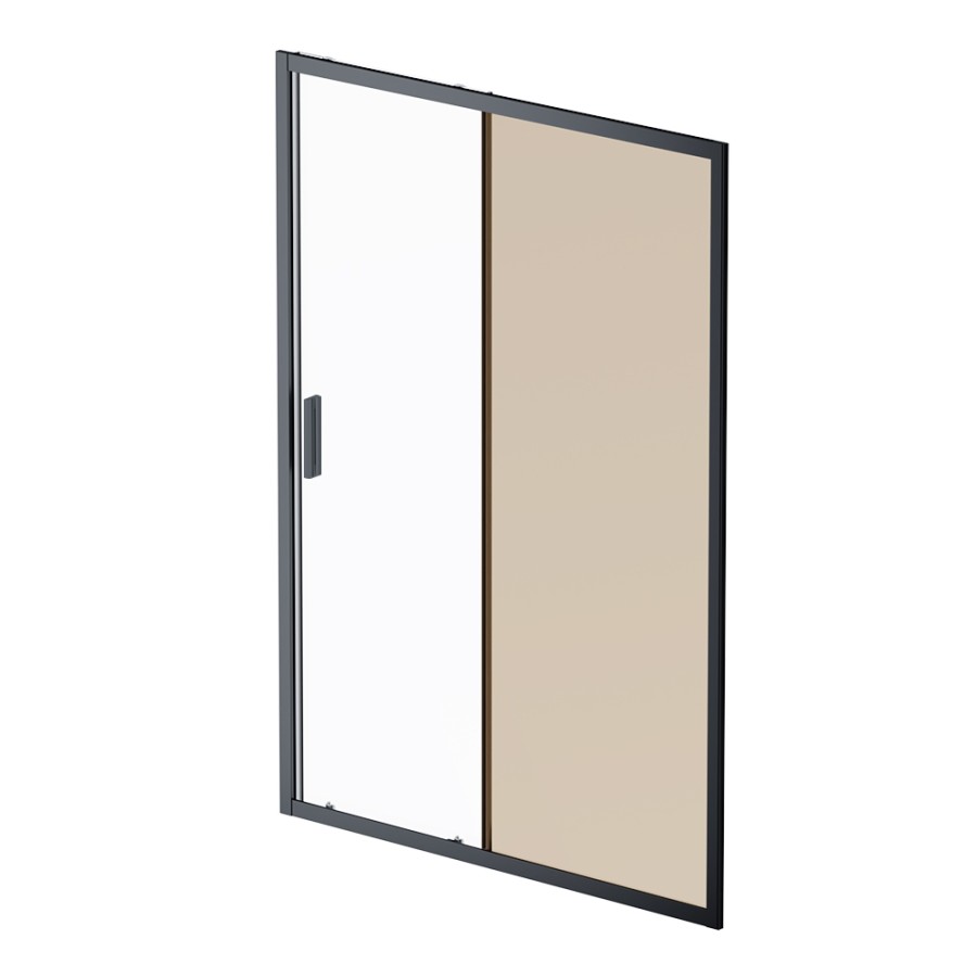 Дверь душевая 140х195, стекло бронзовое, профиль черный матовый Gem AM.PM арт. W90G-140-1-195BBr