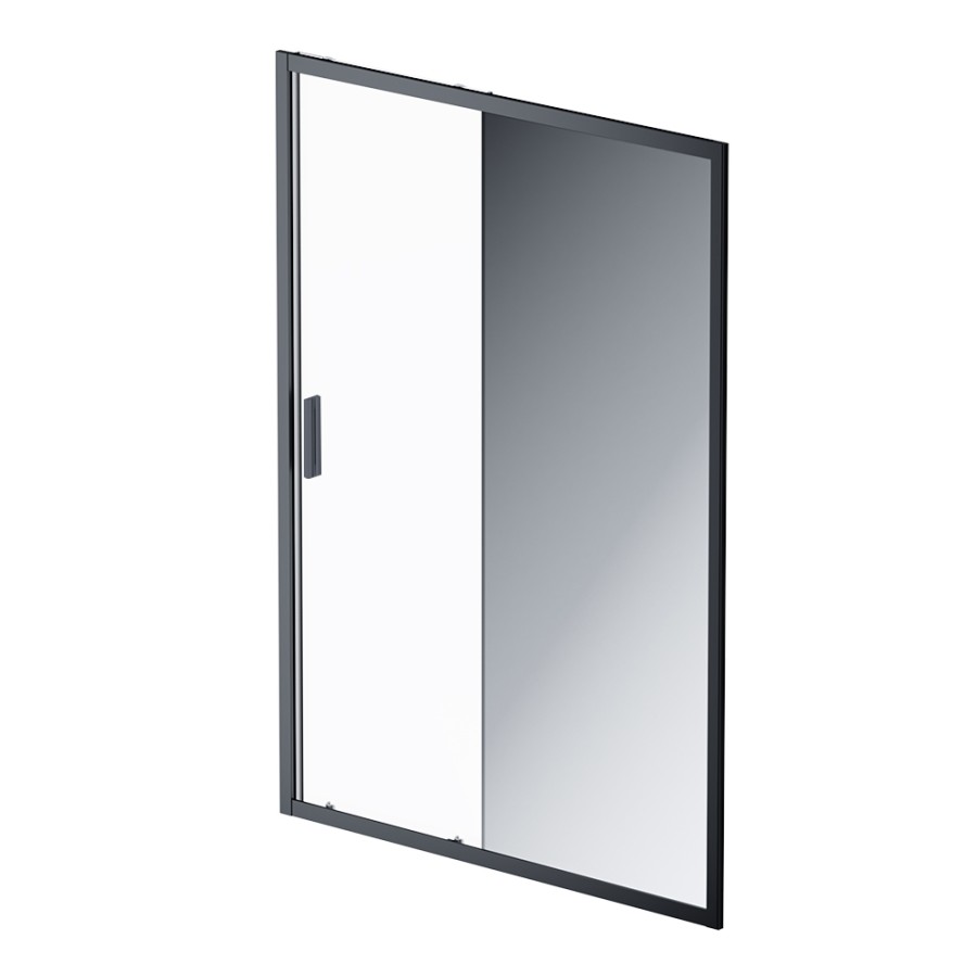 Дверь душевая 140х195, стекло зеркальное, профиль черный матовый Gem AM.PM арт. W90G-140-1-195BMir