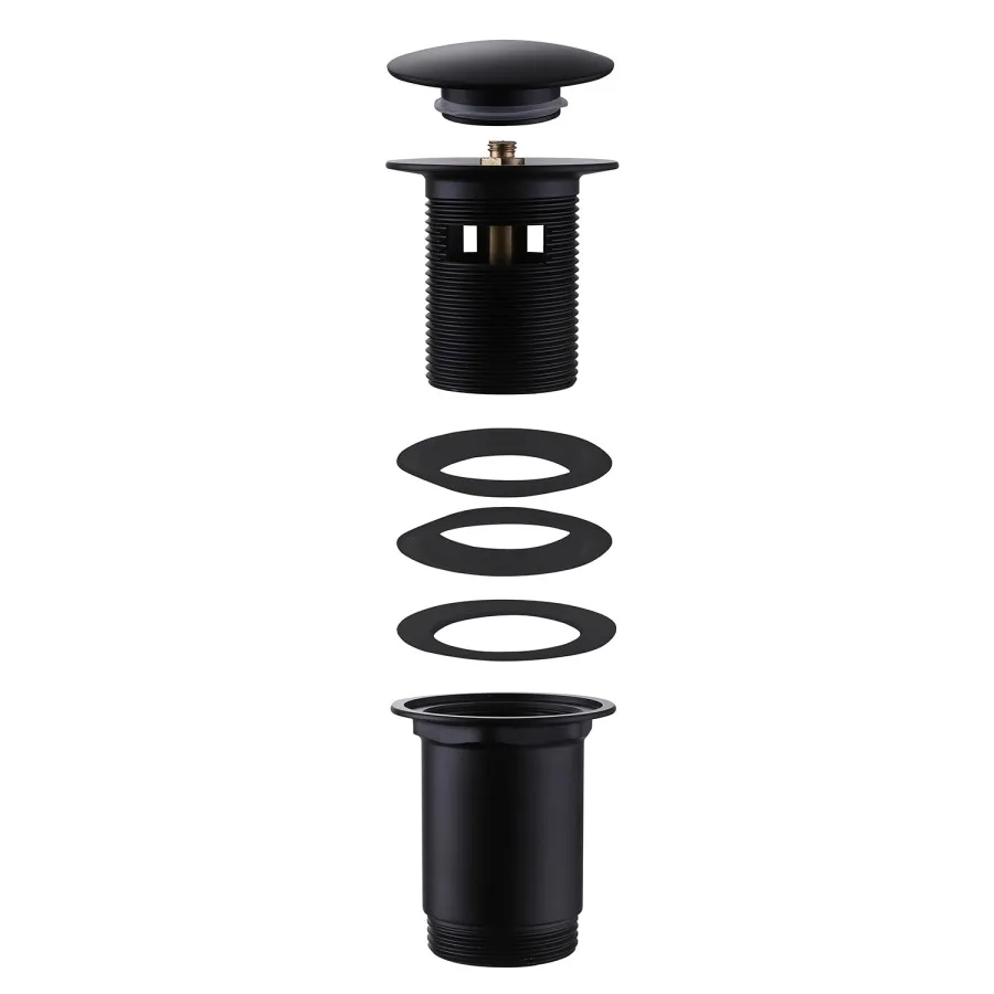 ABBER Донный клапан с переливом, черный матовый, Германия - AF0010B