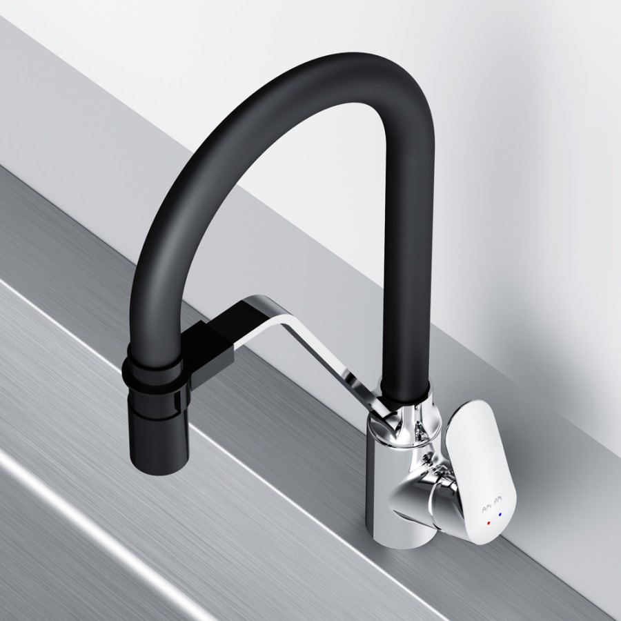 Смеситель для кухни с каналом для питьевой воды и гибким изливом, хром, . Like AM.PM арт. F8007802 цвет: черный, Германия
