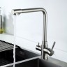Смеситель для кухни со встроенным фильтром (краном) под питьевую воду Ledeme, нержавеющая сталь - L4355-3