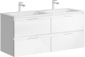 Подвесная тумба с четырьмя ящиками в белом цвете с умывальником из литьевого мрамора Accent арт. ACC0112W AQWELLA