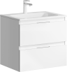 Подвесная тумба с двумя ящиками в белом цвете с умывальником из литьевого мрамора Accent арт. ACC0106W AQWELLA
