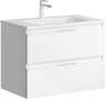 Подвесная тумба с двумя ящиками в белом цвете с умывальником из литьевого мрамора Accent арт. ACC0175W AQWELLA