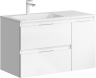 Подвесная тумба с двумя ящиками и одной дверью в белом цвете с умывальником из литьевого мрамора (чаша слева) Accent арт. ACC0109LW AQWELLA