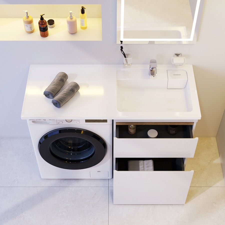 Раковина над стиральной машиной, литьевой мрамор, правая, 120 см, белый глянец X-Joy AM.PM арт. M85AWPR1201WG