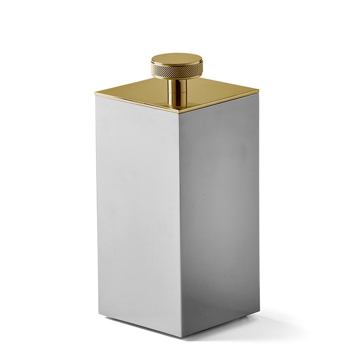Баночка универсальная, 7х7хh16см, с крышкой, настольная, 3SC Metal Quadra ME48AGD цвет: золото