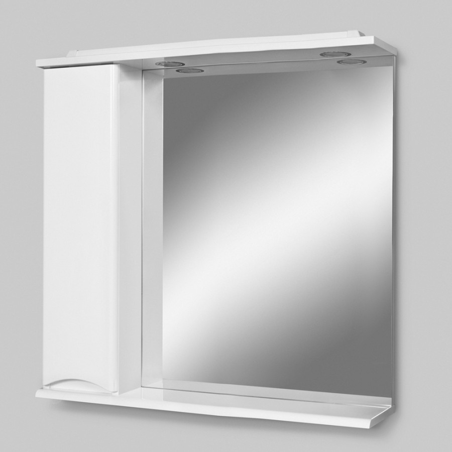 Зеркало, частично-зеркальный шкаф, 80 см, с подсветкой, левый, белый, глянец,  Like AM.PM арт. M80MPL0801WG