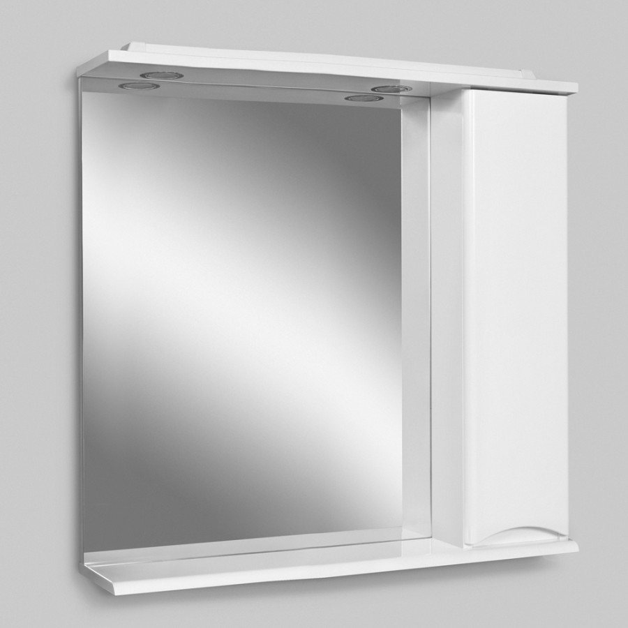 Зеркало, частично-зеркальный шкаф, 80 см, с подсветкой, правый, белый, глянец,  Like AM.PM арт. M80MPR0801WG