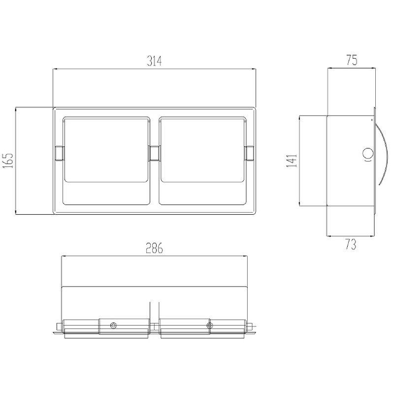 Двойной горизонтальный встраиваемый диспенсер для туалетной бумаги, NOFER арт. 05206.B