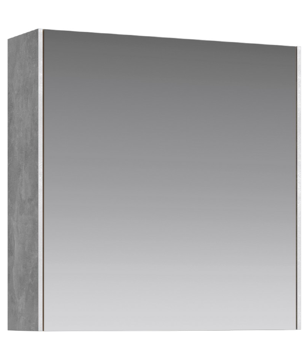Зеркальный шкаф 60 см с одной дверью на петлях с доводчиком. Цвет бетон светлый Mobi арт. MOB0406+MOB0717BS AQWELLA