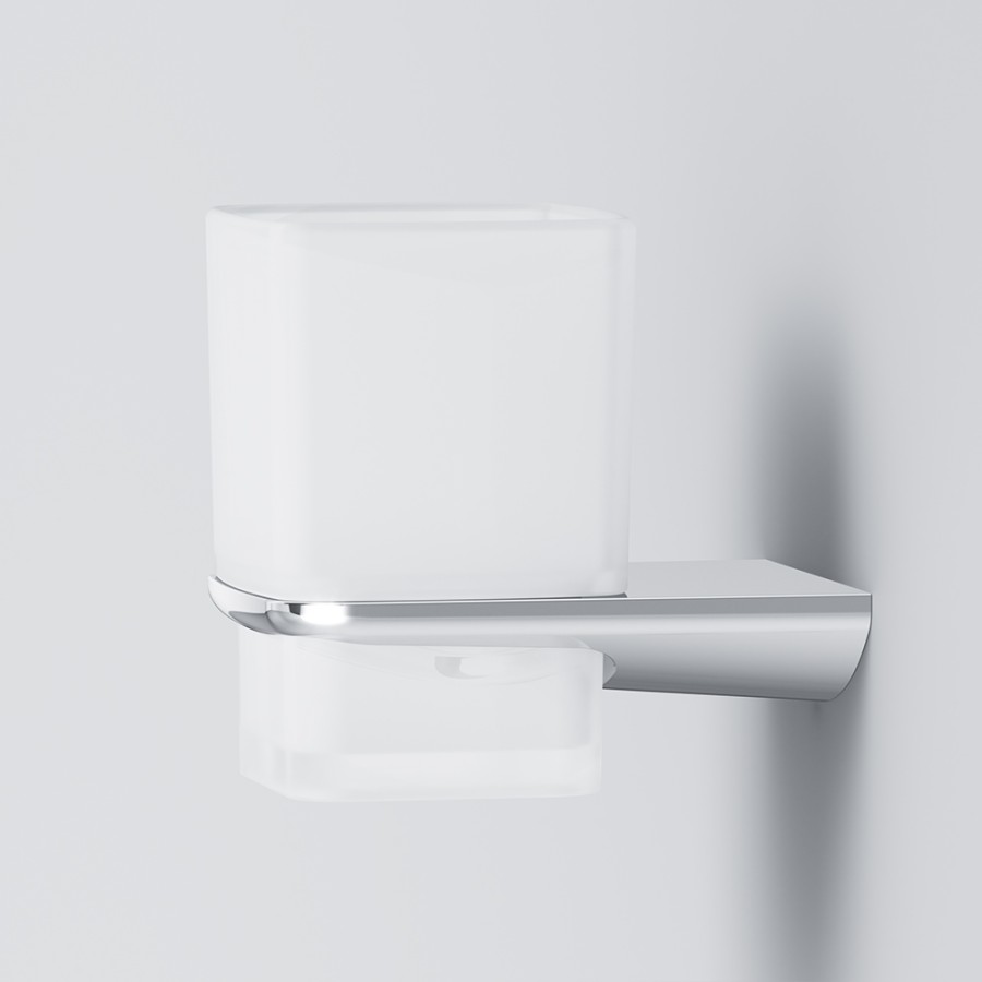 Стеклянный стакан с настенным держателем, хром,  Inspire 2.0 AM.PM арт. A50A34300 Германия