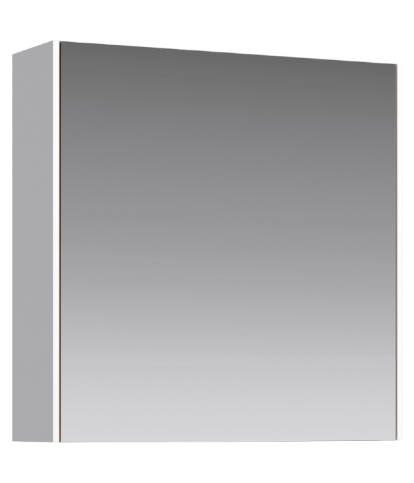 Зеркальный шкаф 60 см с одной дверью на петлях с доводчиком. Цвет белый Mobi арт. MOB0406+MOB0717W AQWELLA