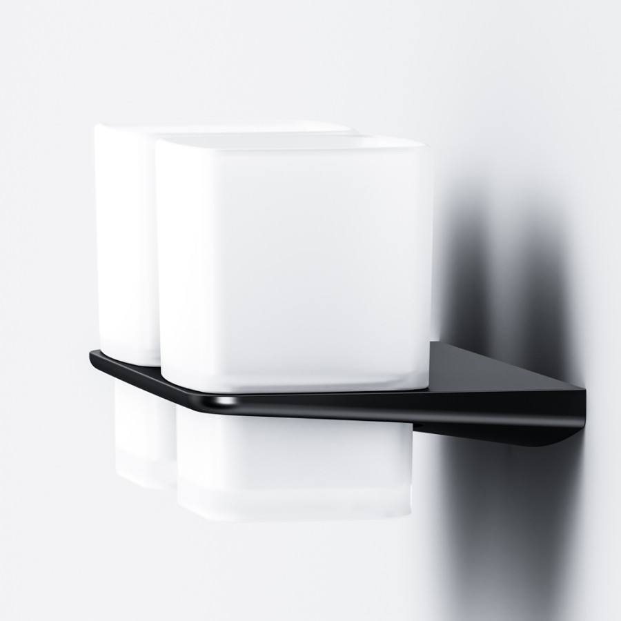 Двойной стеклянный стакан с настенным держателем, черный,  Inspire 2.0 AM.PM арт. A50A343422 Германия