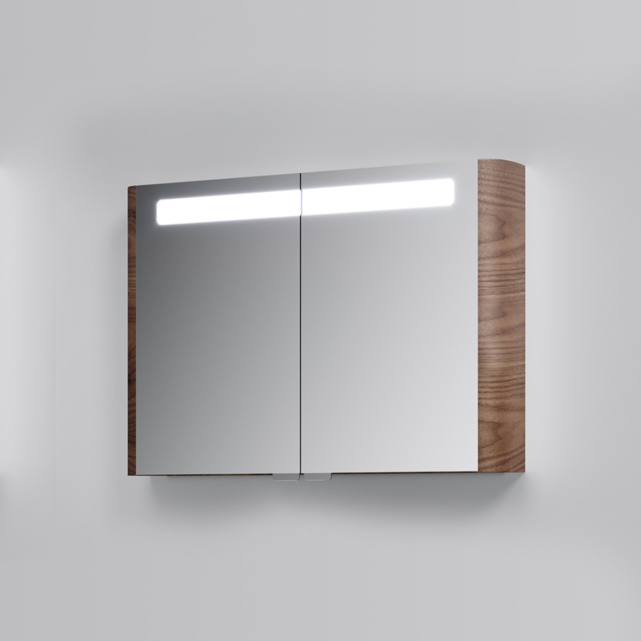 Зеркало, зеркальный шкаф, 100 см, с подсветкой, орех, текстурированная,  Sensation AM.PM арт. M30MCX1001NF