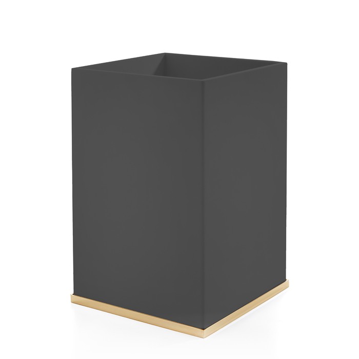 Ведро, без крышки, 20х30х20 см, композит Solid Surface, 3SC Mood Deluxe Black MDN65AGD цвет: золото