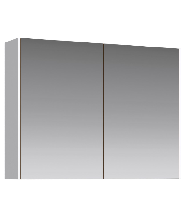 Зеркальный шкаф 80 см с двумя дверьми на петлях с доводчиком. Цвет белый Mobi арт. MOB0408+MOB0717W AQWELLA