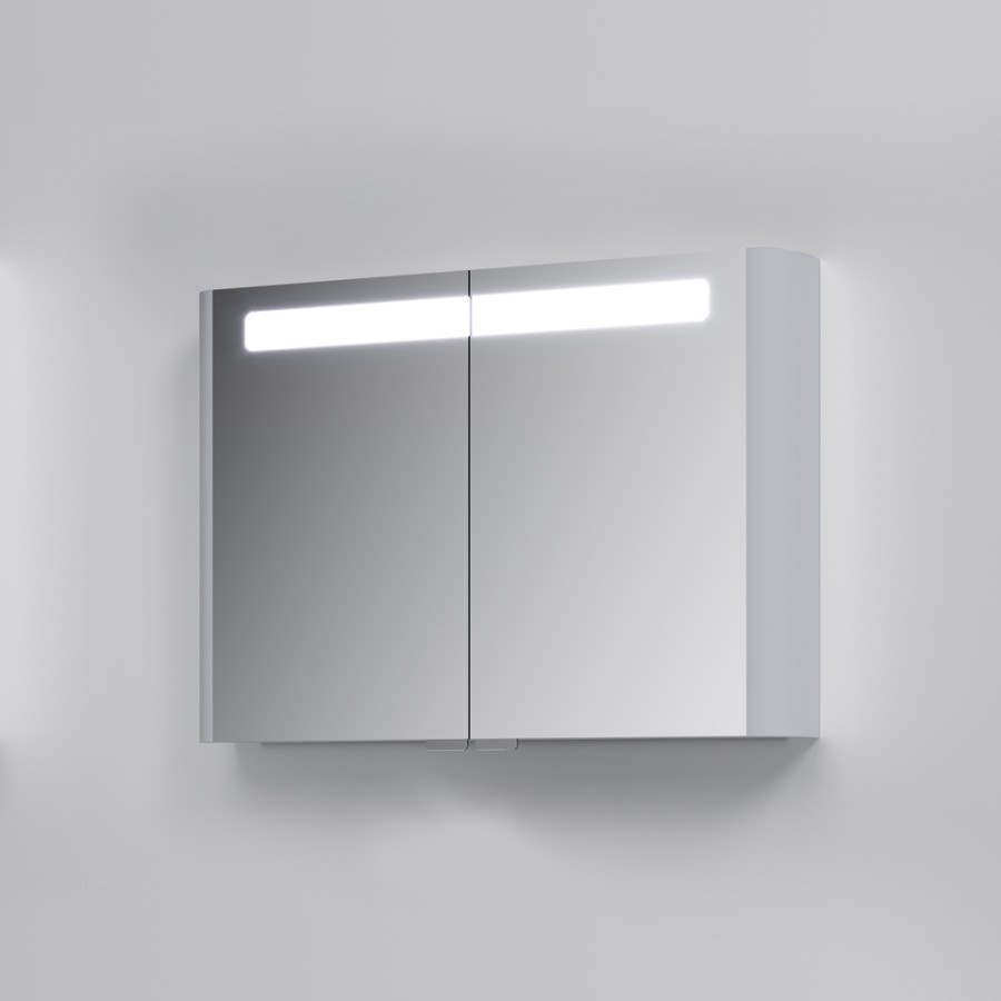 Зеркало, зеркальный шкаф, 100 см, с подсветкой, серый шелк, глянцевая,  Sensation AM.PM арт. M30MCX1001FG