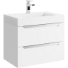 Подвесная тумба в белом матовом цвете с двумя ящиками с умывальником из литьевого мрамора Cube арт. CUB0107W AQWELLA