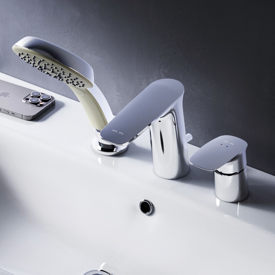 Смеситель на борт ванны, трёхсекционный, излив мм, хром,  Inspire V2.0 AM.PM арт. F50A01300 цвет: хром, Германия