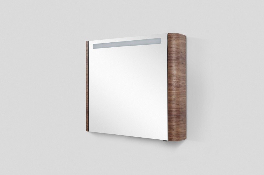 Зеркало, зеркальный шкаф, левый, 80 см, с подсветкой, коричневый, текстур Sensation AM.PM арт. M30MCL0801TF