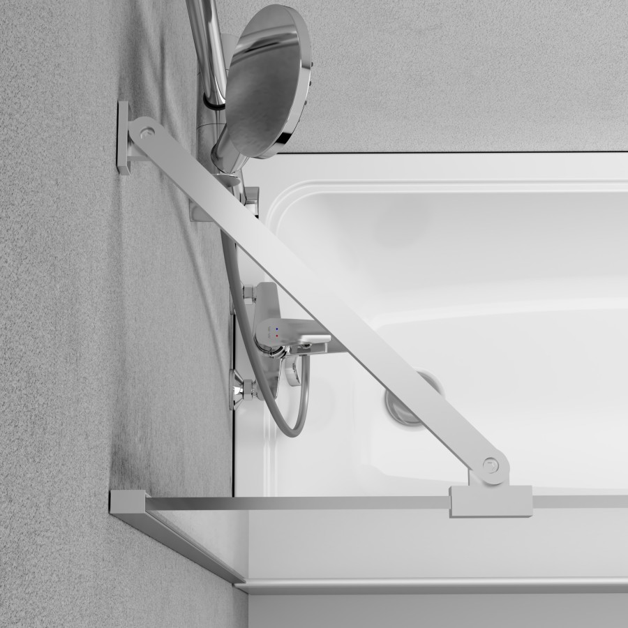 Шторка на борт ванны 80х140, фиксированная, хром, стекло матовое, с пристенным Gem AM.PM арт. W90BS-080-140CM