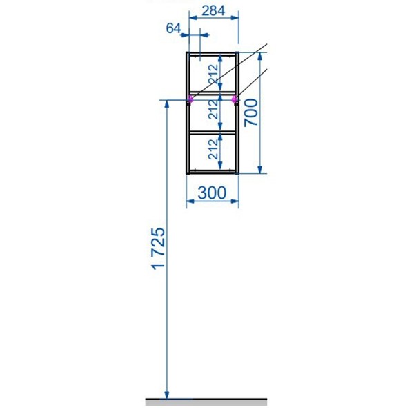 Шкаф навесной Dallas Luxe левосторонний (ШхГхВ) 300х130х700