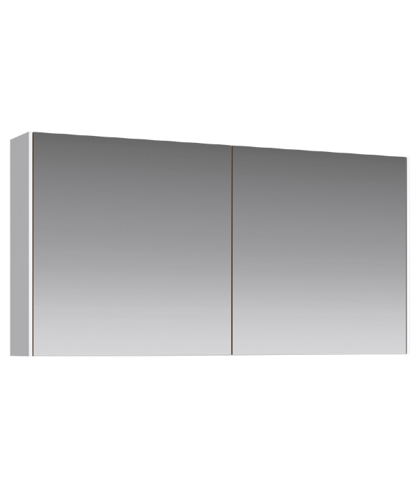 Зеркальный шкаф 120 см с двумя дверьми на петлях с доводчиком. Цвет белый Mobi арт. MOB0412+MOB0717W AQWELLA