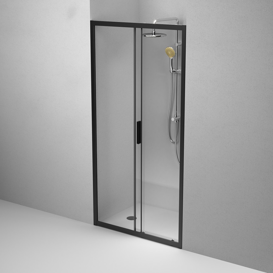 Дверь душевая 100х195, стекло прозрачное, профиль черный матовый Gem AM.PM арт. W90G-100-1-195BT