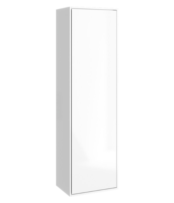 Подвесной универсальный левый/правый пенал с одной дверью в цвете белый глянец. Genesis арт. GEN0535W AQWELLA