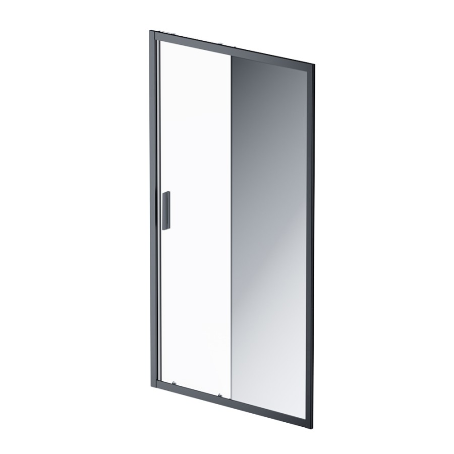 Дверь душевая 110х195, стекло зеркальное, профиль черный матовый Gem AM.PM арт. W90G-110-1-195BMir