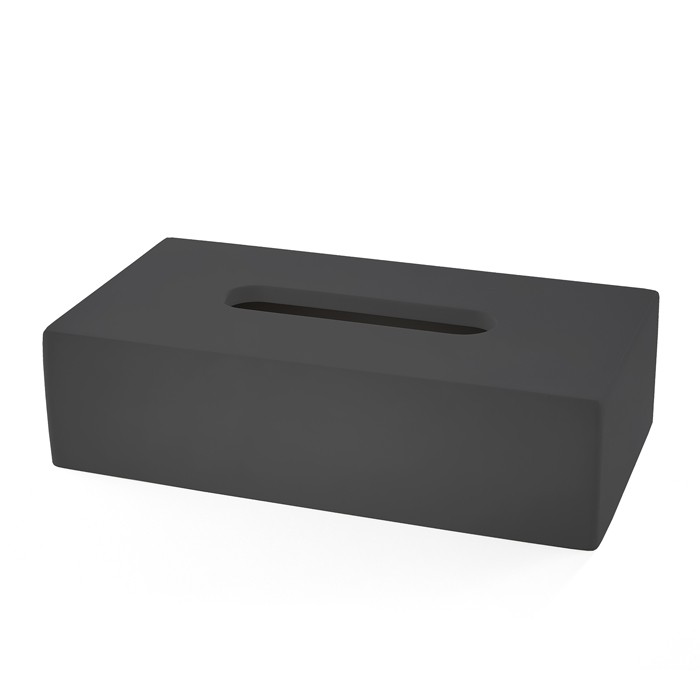 Контейнер для бумажных салфеток, 24х7х13 см, прямоугольный, настольный, композит Solid Surface, 3SC Mood Black MN70A цвет: черный