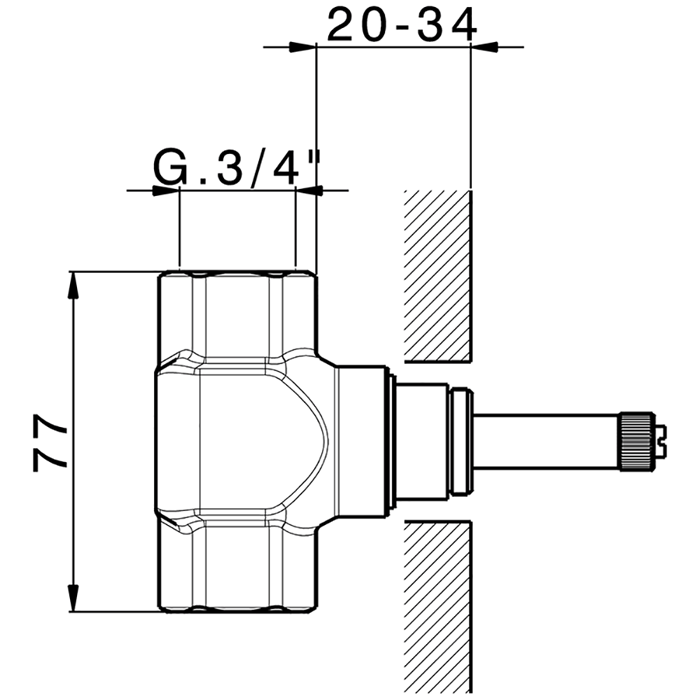 CISAL Встраиваемая часть запорного вентиля 3/4", открывание против часовой стрелки, арт. ZA00331004