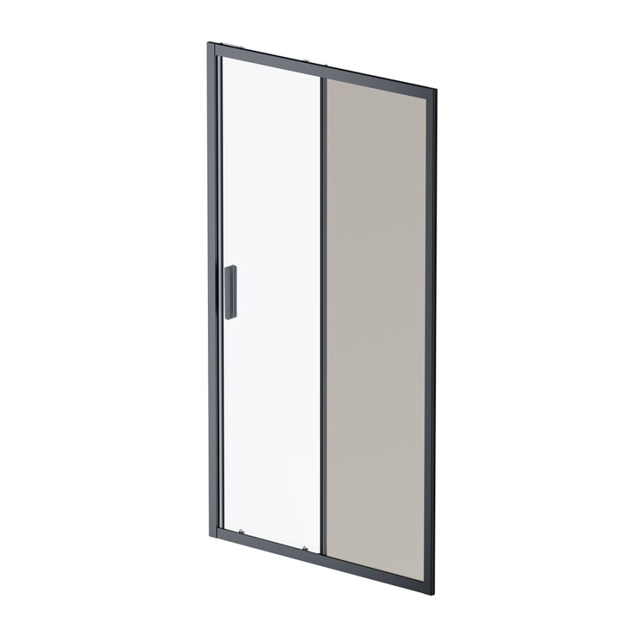 Дверь душевая 110х195, стекло тонированное, профиль черный матовый Gem AM.PM арт. W90G-110-1-195BG