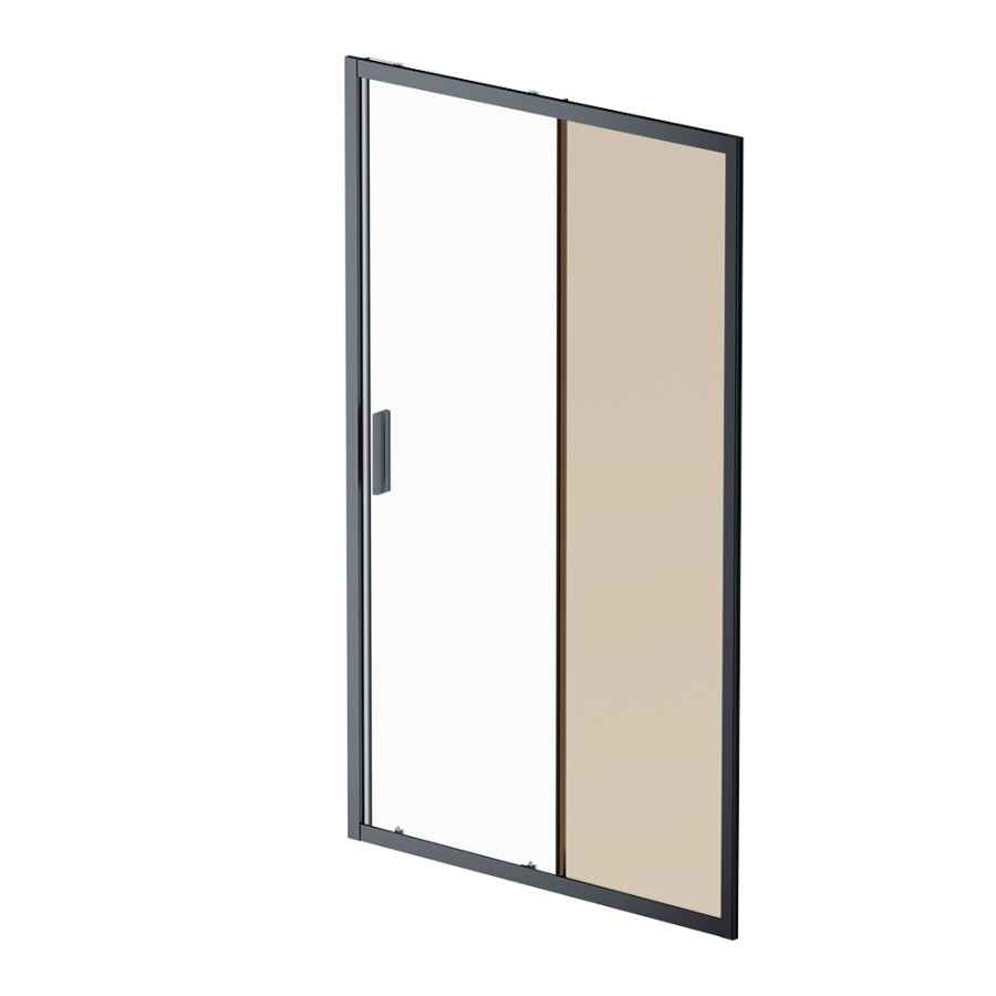 Дверь душевая 120х195, стекло бронзовое, профиль черный матовый Gem AM.PM арт. W90G-120-1-195BBr