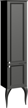 Напольный универсальный левый/правый пенал с двумя дверьми в черном матовом цвете,внутри стеклянные полочки тонированные в цвете графит LaDonna арт. LAD0504BLK AQWELLA