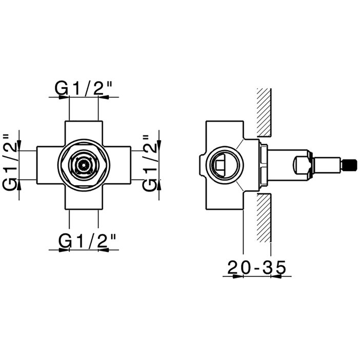 CISAL Встраиваемая часть переключающего вентиля 1/2" на 2 положения, арт. ZA00200004