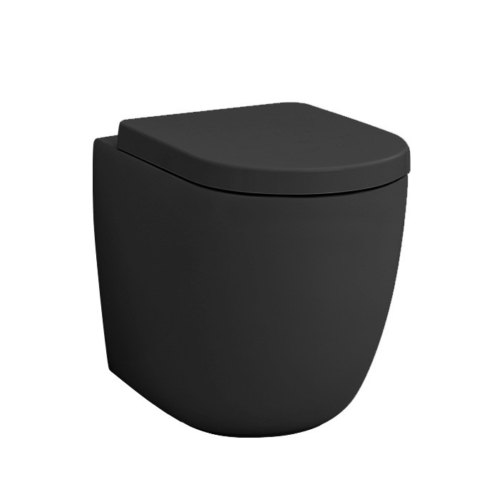 Artceram FILE 2.0 Унитаз безободковый, напольный приставной, слив универсальный 36х52 см, с креплениями, цвет: черный матовый