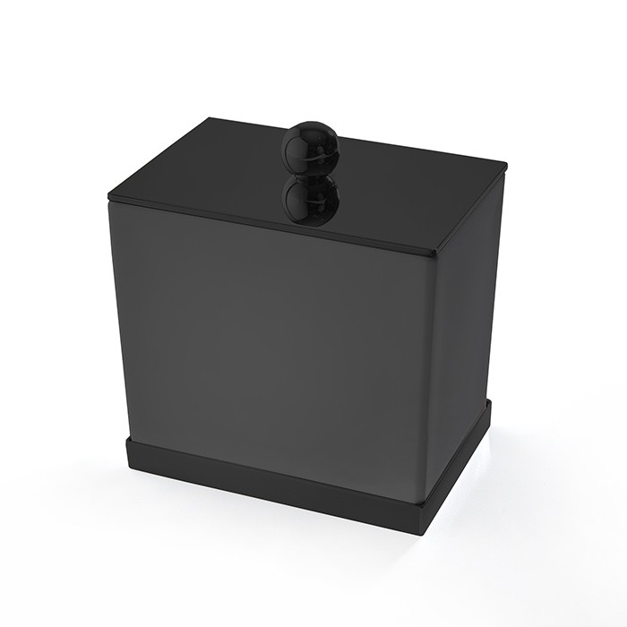 Баночка универсальная, 10х10х7 см, с крышкой, настольная, композит Solid Surface, 3SC Mood Deluxe MDN48ANO цвет: черный