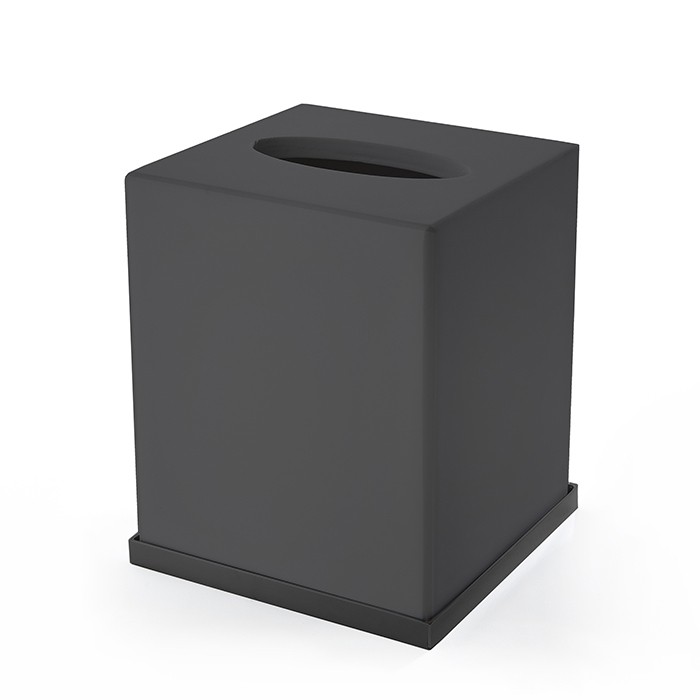 Контейнер для бумажных салфеток, 24х7х13 см, прямоугольный, настольный, композит Solid Surface, 3SC Mood Deluxe MDN71ANO цвет: черный