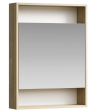 Универсальный левый/правый зеркальный шкаф с одной дверью и двумя открытыми полками, цвет дуб балтийский City арт. SIT0406DB AQWELLA