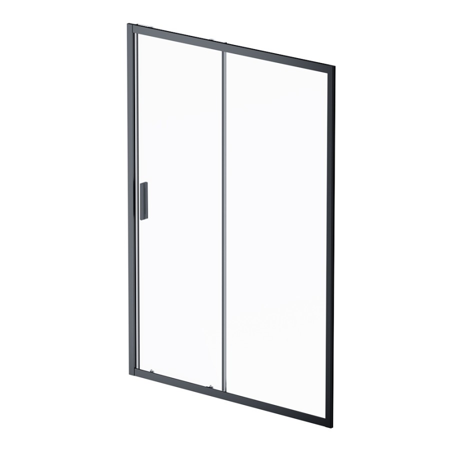 Дверь душевая 140х195, стекло прозрачное, профиль черный матовый Gem AM.PM арт. W90G-140-1-195BT