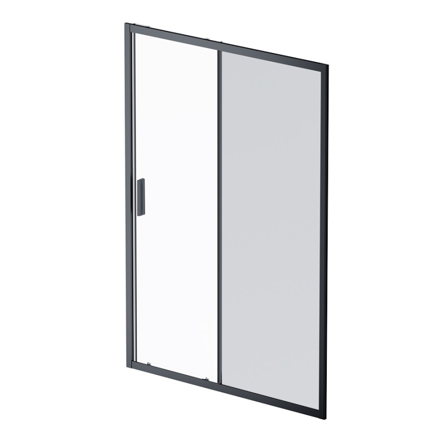Дверь душевая 140х195, стекло тонированное, профиль черный матовый Gem AM.PM арт. W90G-140-1-195BG